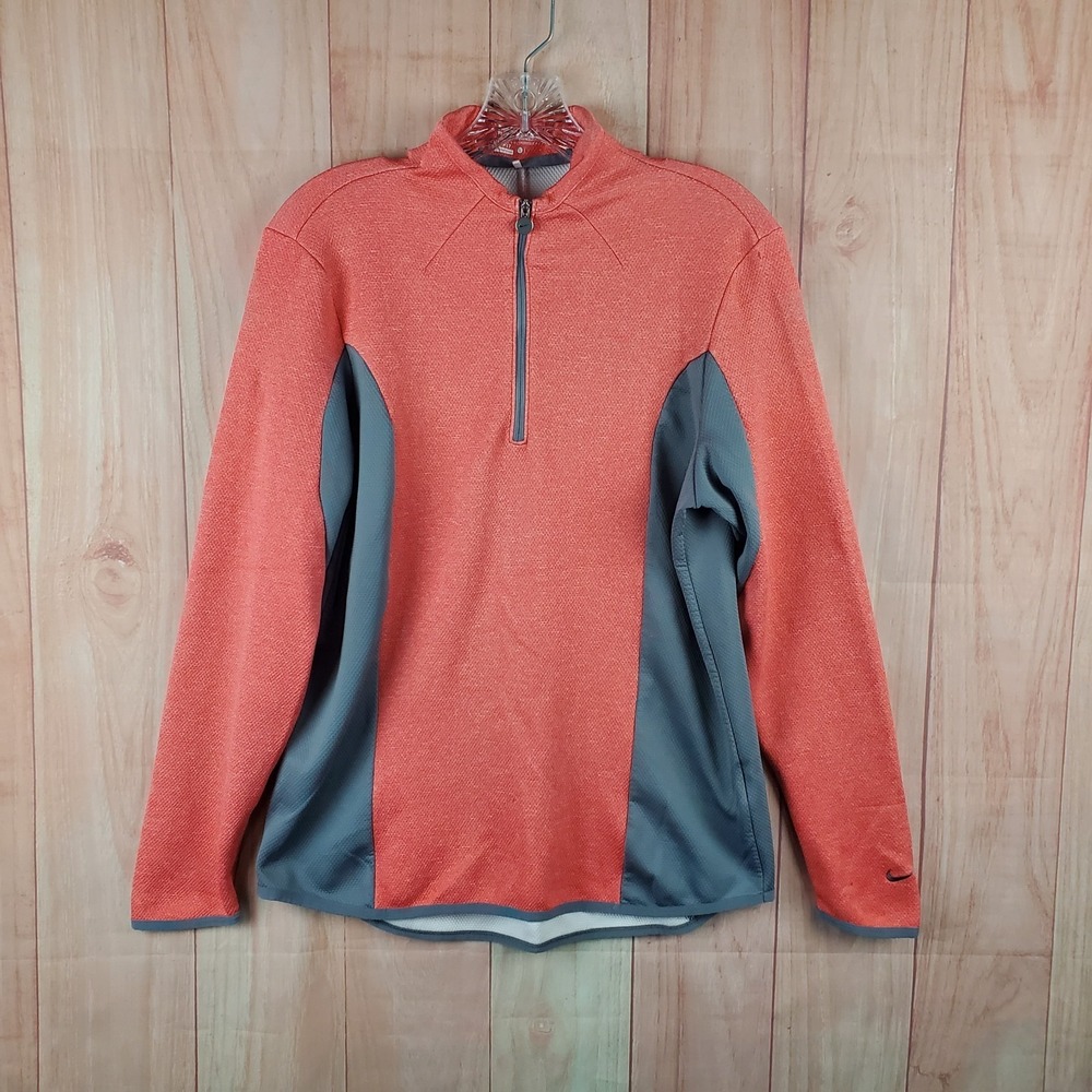 Nike Golf Tour Performance Dri Fit Jacket Womens Sz L Coral Gray Quarter Zip‎